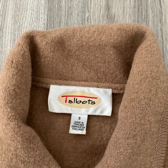 Talbots Wool Cardigan Women's Small Tan Oversized Sweater Collared Flat Pockets - Picture 7 of 10